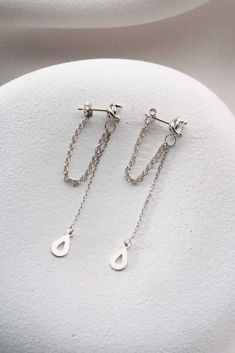 Heliophilia Silver Pendientes de Plata de Ley con Recubrimiento de Rodio